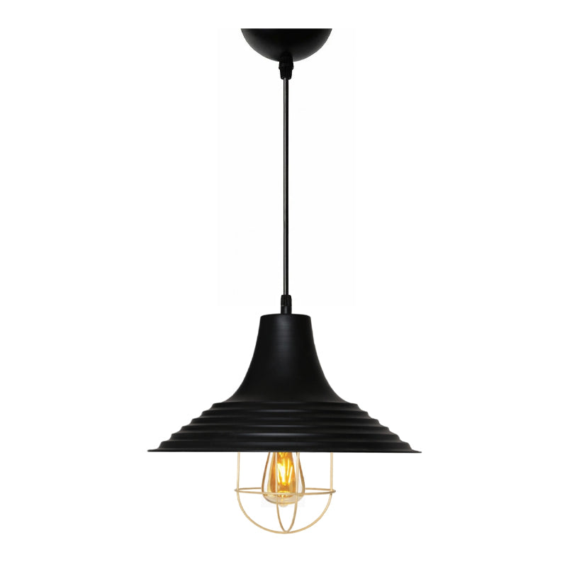 Retro E27 metallic ceiling lamp in black color Φ30x70cm.