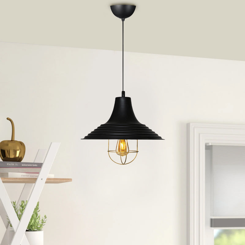 Retro E27 metallic ceiling lamp in black color Φ30x70cm.