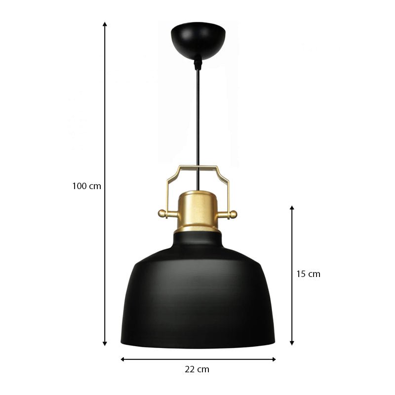 Artes E27 metallic ceiling lamp in black color Φ22x70cm.