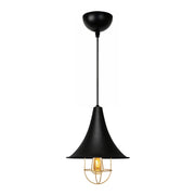 Retro E27 metallic ceiling lamp in black color Φ24x70cm.