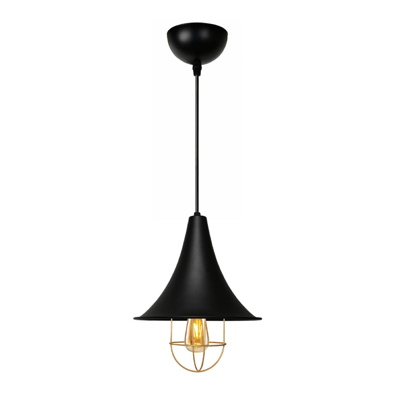 Retro E27 metallic ceiling lamp in black color Φ24x70cm.