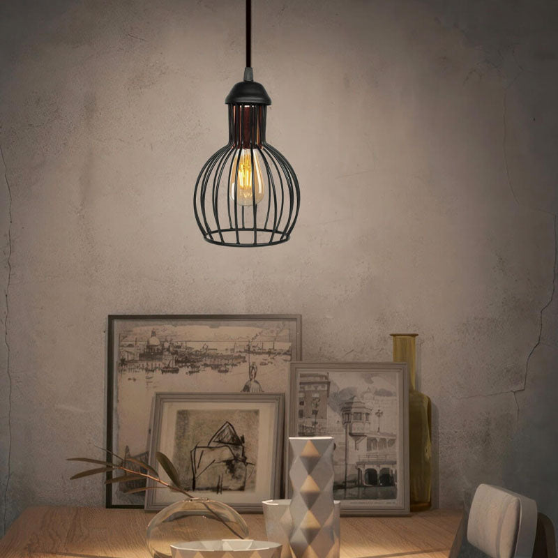 Manolia E27 metallic ceiling lamp in black color Φ15x100cm.