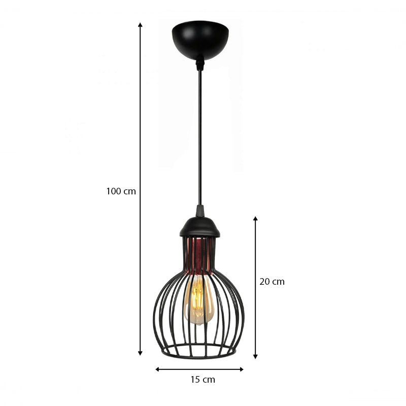 Manolia E27 metallic ceiling lamp in black color Φ15x100cm.