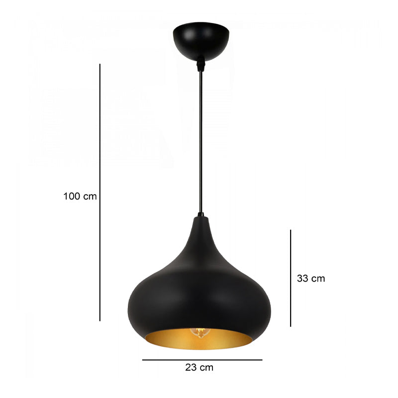 Meril E27 метална таванна лампа в черен цвят Ø33x100cm