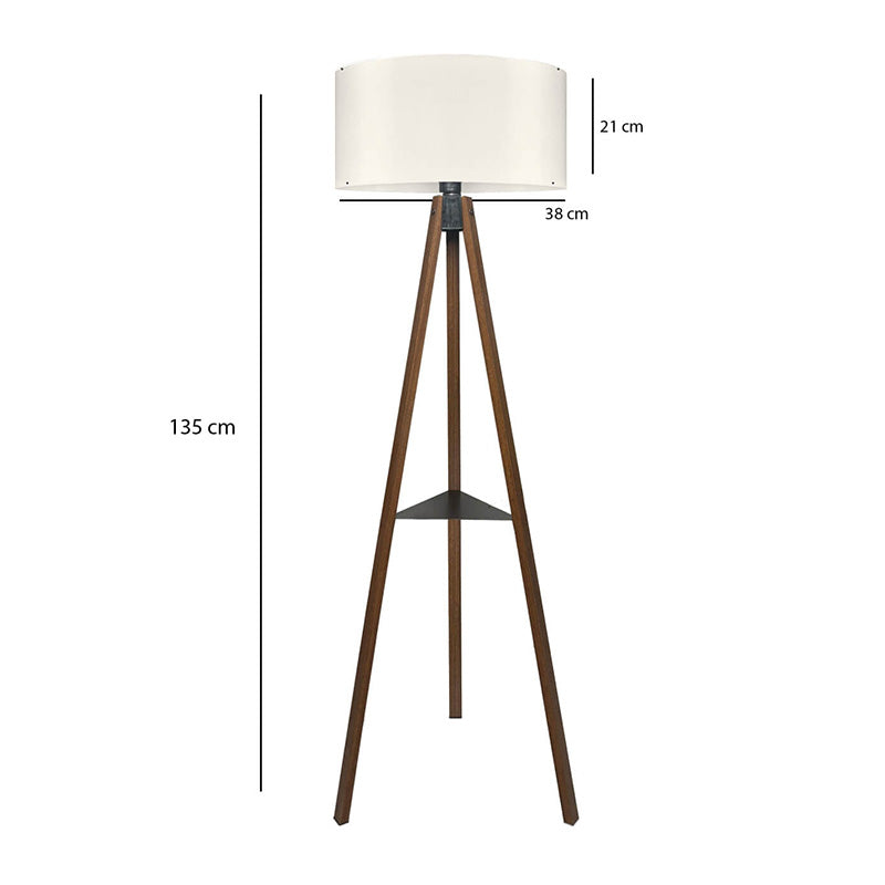 Thomas E27 MDF Подова лампа с PVC плат в орех - кремав цвят 38x38x135cm.