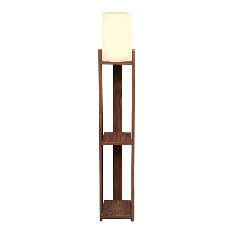 Verma I E27 MDF - Текстилна PVC подова лампа в орех - кремав цвят 18.5x18.5x142cm.