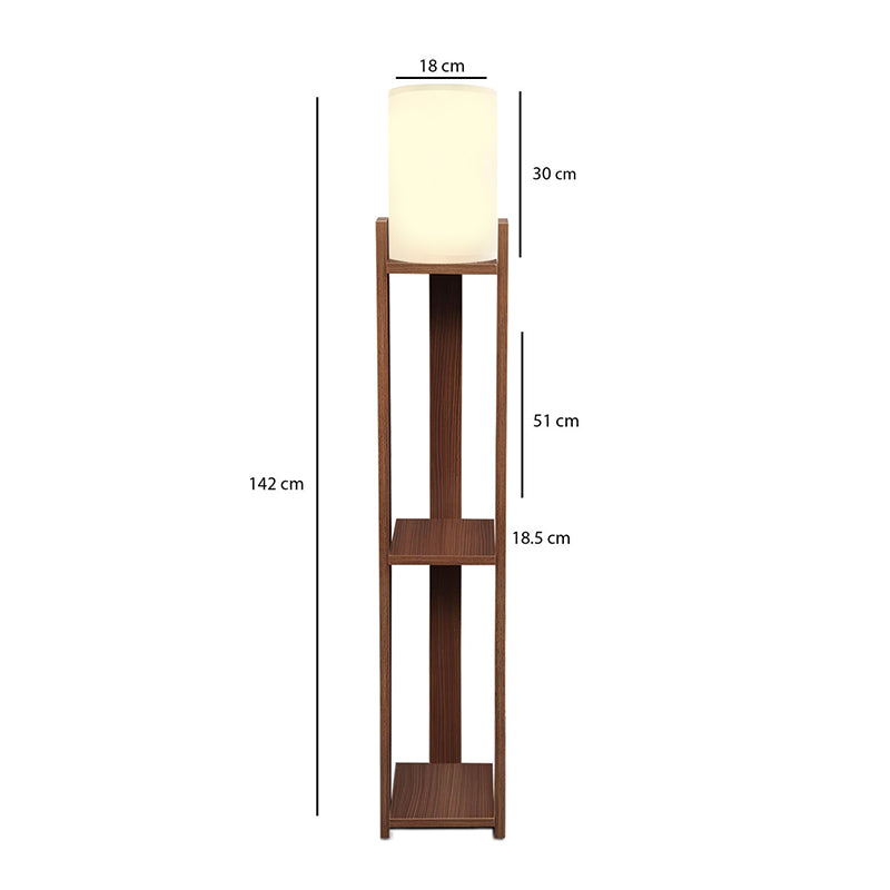 Verma I E27 MDF - Текстилна PVC подова лампа в орех - кремав цвят 18.5x18.5x142cm.