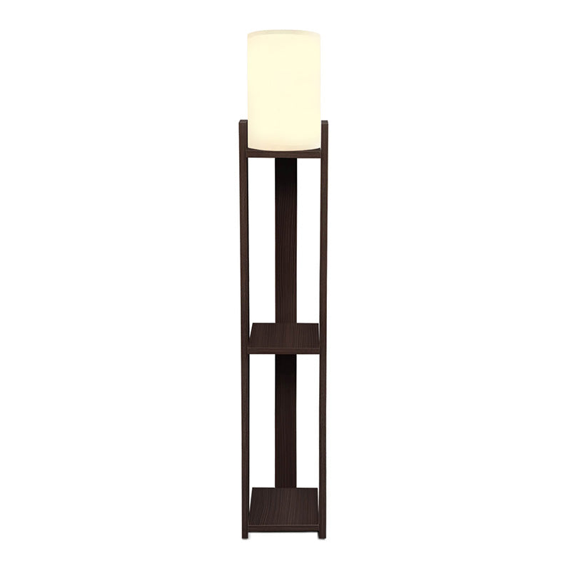 Verma I E27 MDF - Текстилна PVC подова лампа в цвят венге - кремаво 18.5x18.5x142cm.