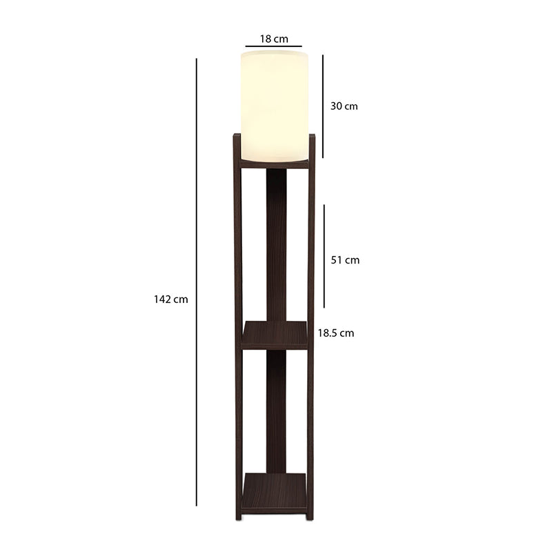 Verma I E27 MDF - Текстилна PVC подова лампа в цвят венге - кремаво 18.5x18.5x142cm.
