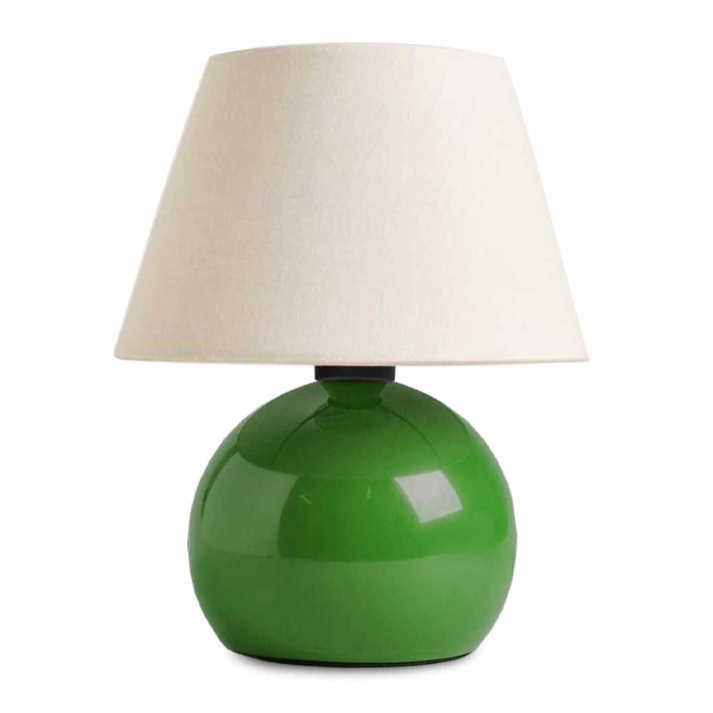 Настолна лампа Alaska E27 метал - плат PVC в зелен - кремав цвят Ø22x30см.