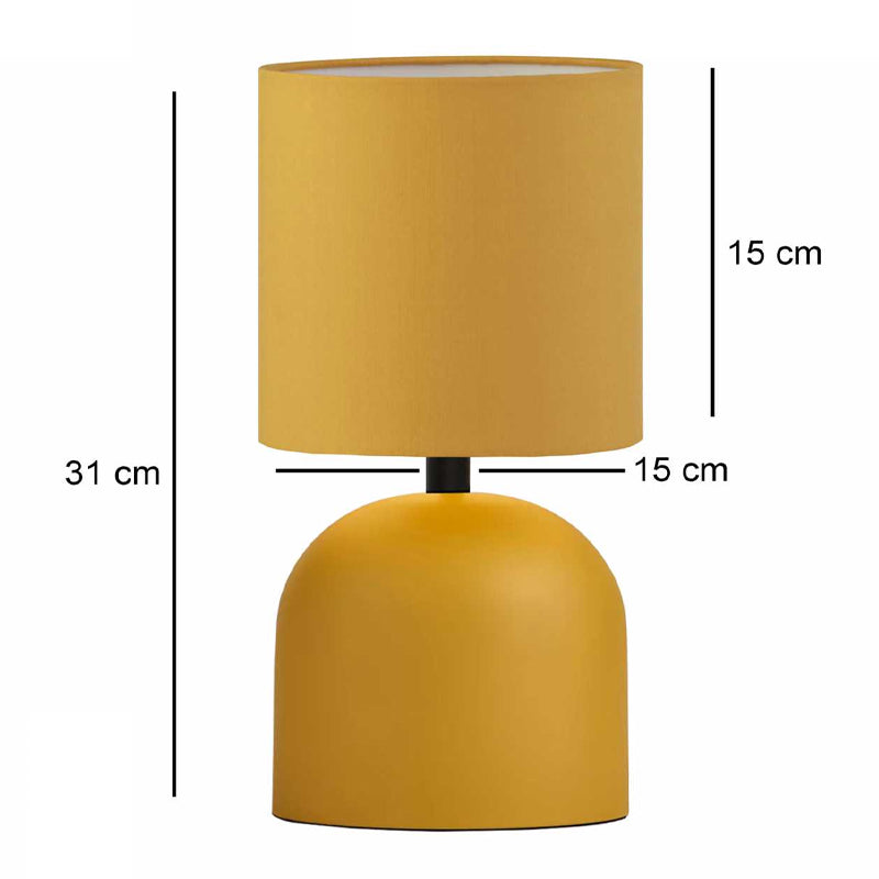 Метален и текстилен настолен лампион Nehora E27 в жълт цвят Ø15x30cm.