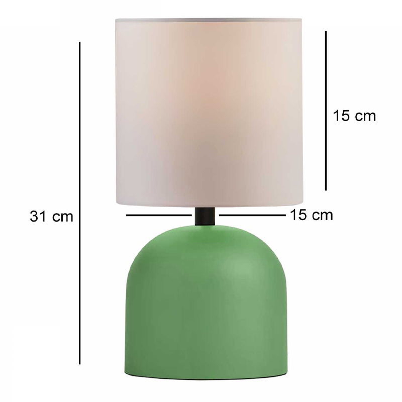 Метален и текстилен настолен лампион Nehora E27 в зелен цвят Ø15x30cm.