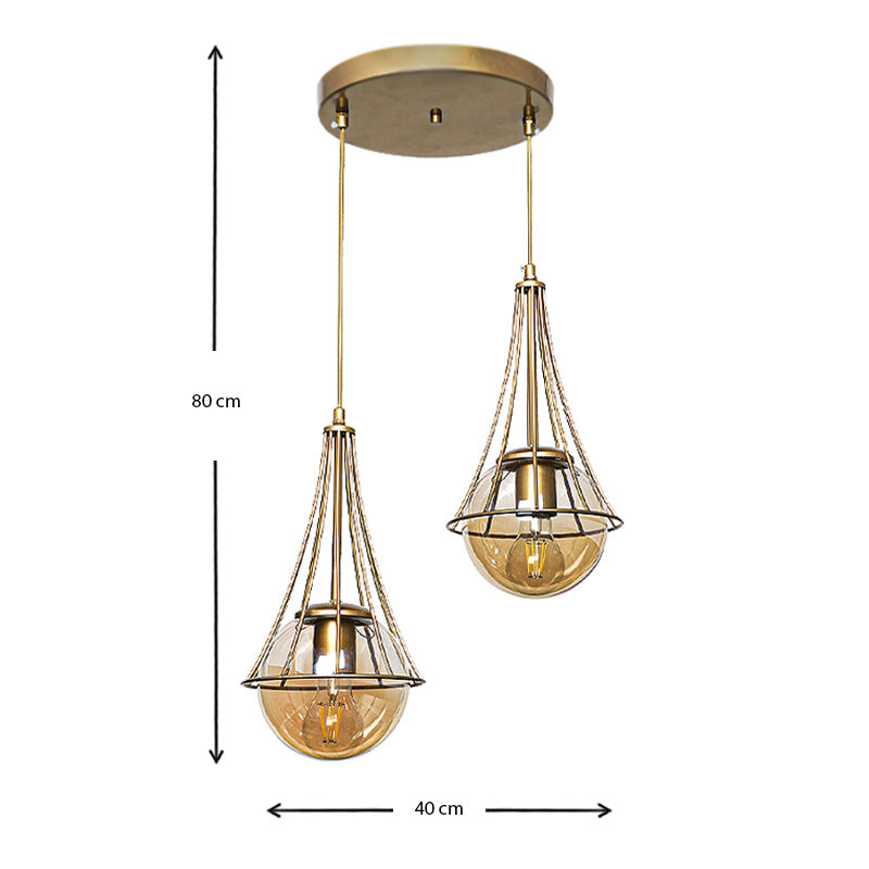 Chavi E27 метален двуосветителен плафон в златист цвят 40x40x80cm.
