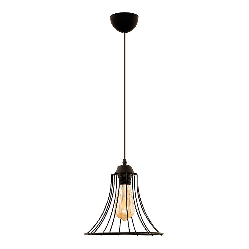 Gerel E27 метален едноосветителен плафон в черен цвят 24x24x70cm.
