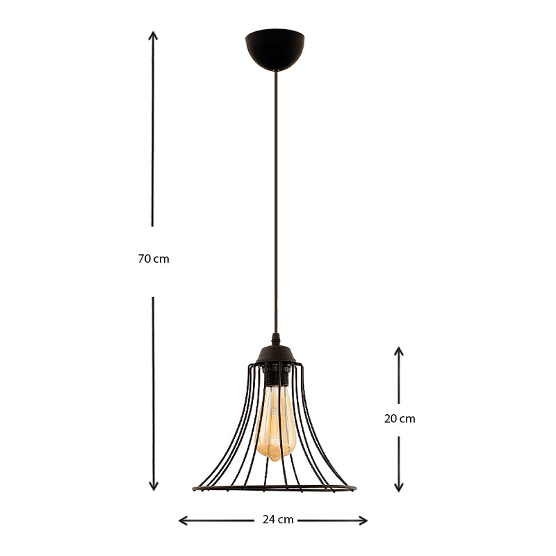 Gerel E27 метален едноосветителен плафон в черен цвят 24x24x70cm.