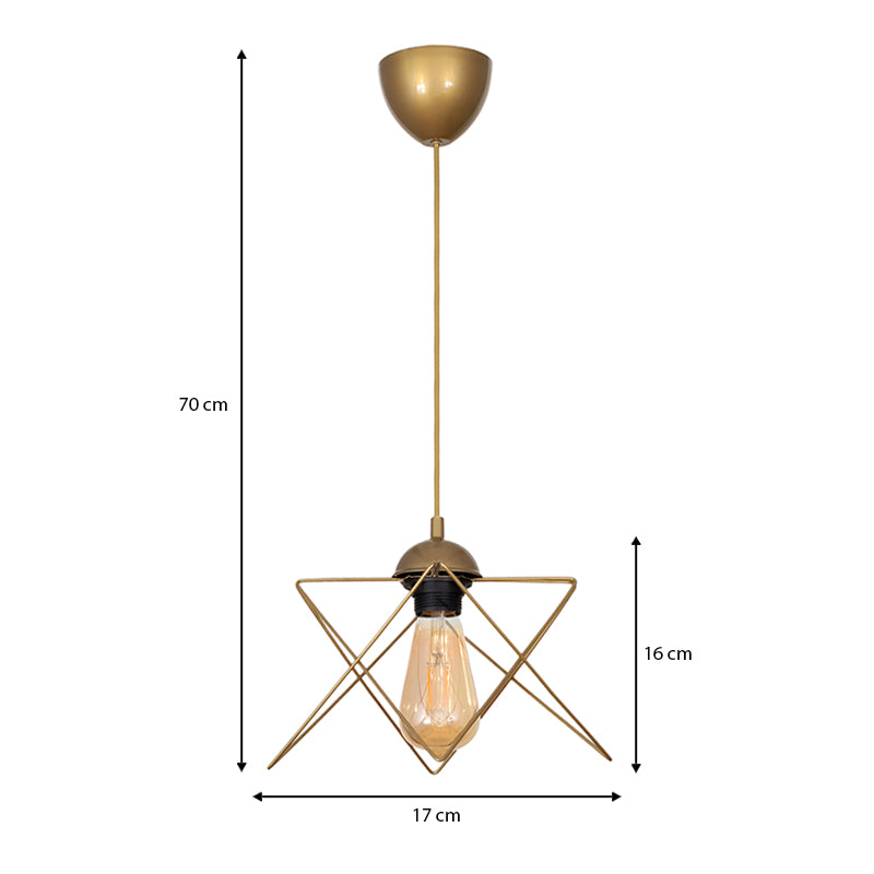 Faven E27 метален едноосветителен плафон в златист цвят 17x17x70cm.