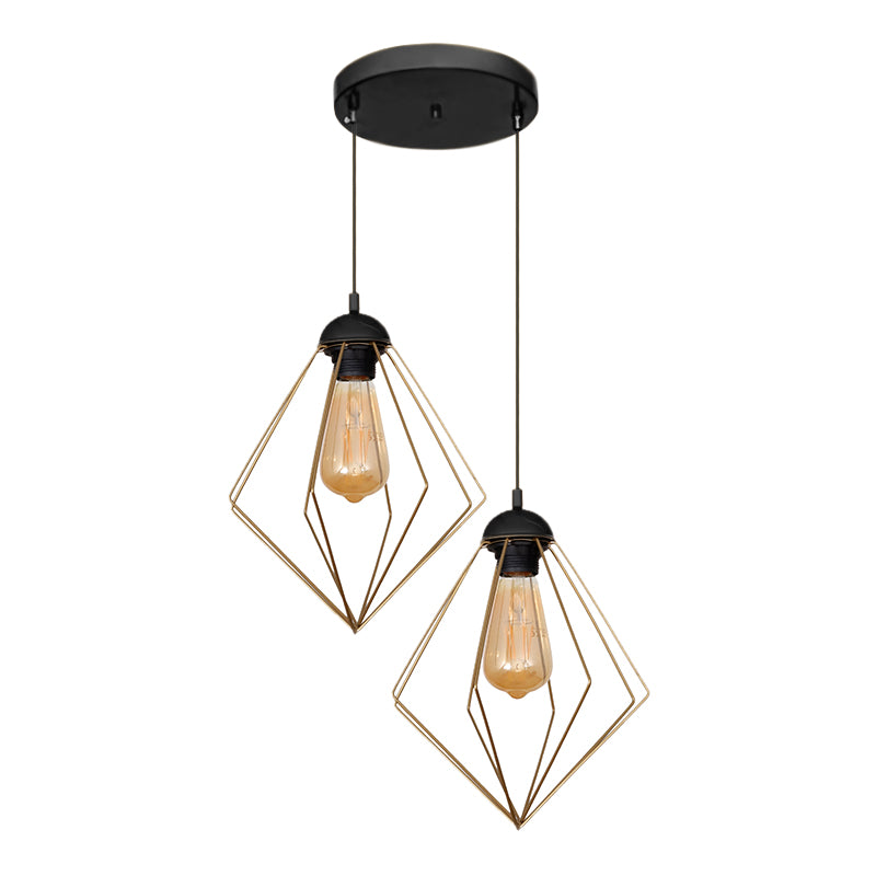 Nura E27 метален двуосветителен плафон в златист цвят 40x40x70cm.