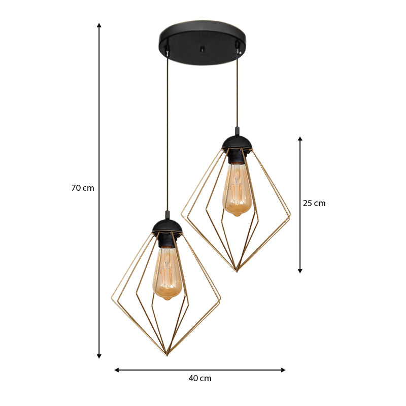 Nura E27 метален двуосветителен плафон в златист цвят 40x40x70cm.