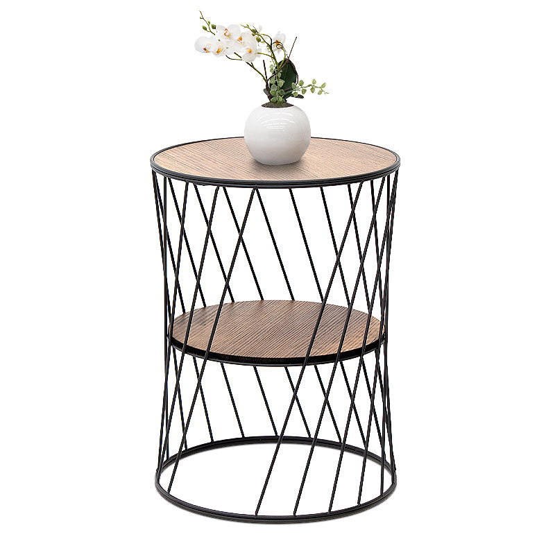 Jaspin метална - MDF помощна масичка в черно - цвят орех 32x32x44cm.
