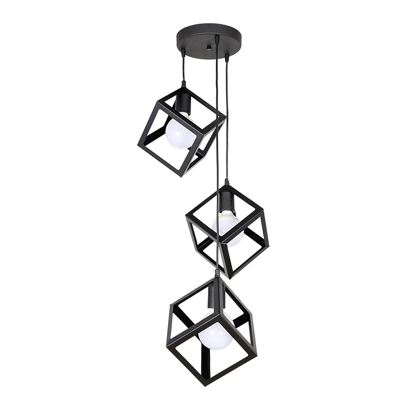 Метално трилъчно плафониера Thora E27 черен цвят 22x22x70cm.