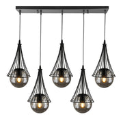 Chavi E27 метален петосветителен плафон в черен цвят 80x10x90cm.