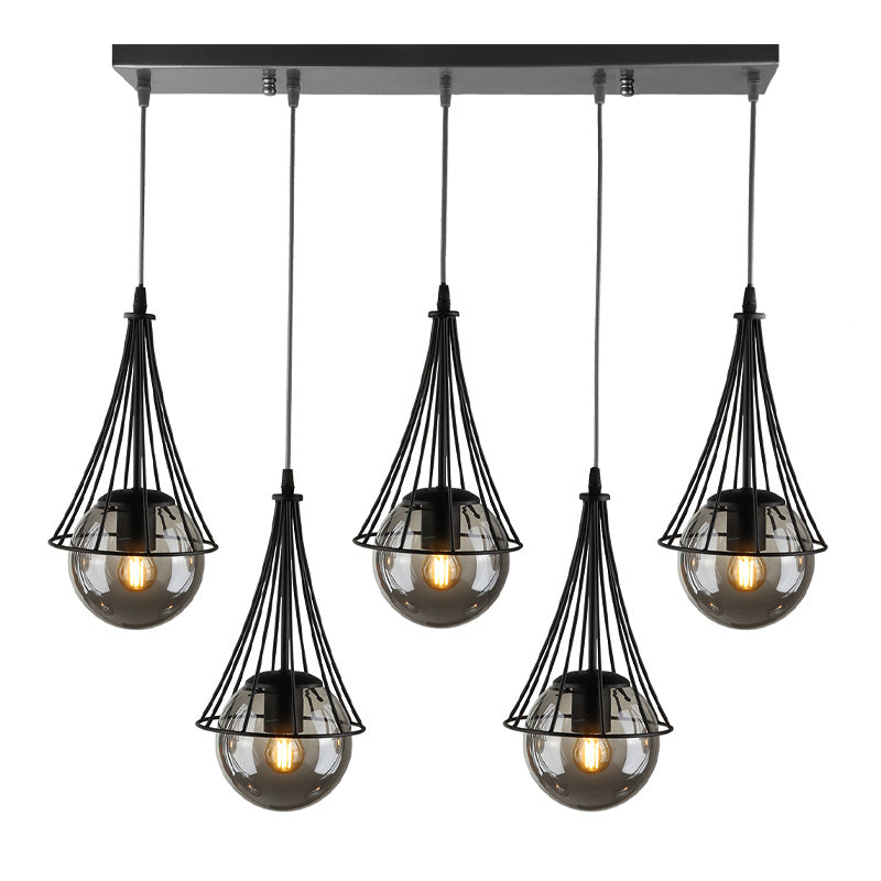 Chavi E27 метален петосветителен плафон в черен цвят 80x10x90cm.