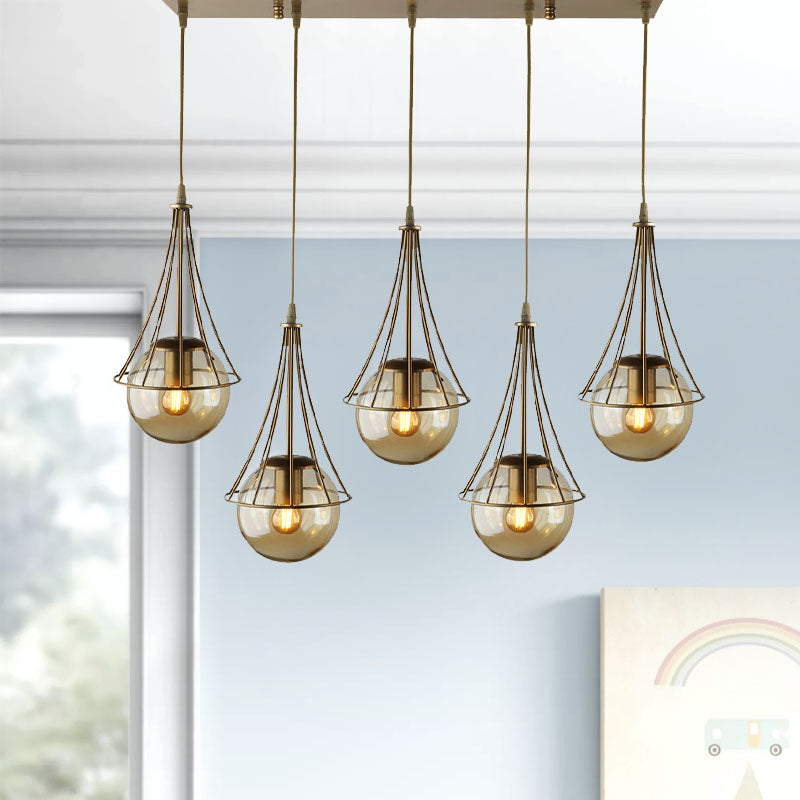 Chavi E27 метален петосветителен плафон в златист цвят 80x10x90cm.