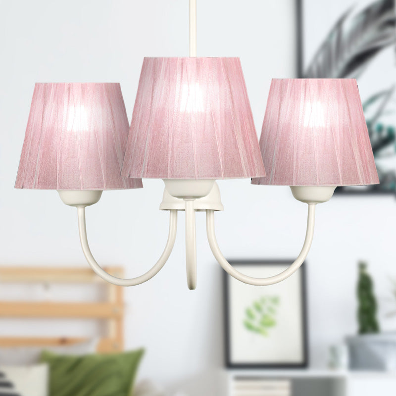 Ovana E27 метално-текстилен триосветителен плафон в розов цвят 45x45x50cm.