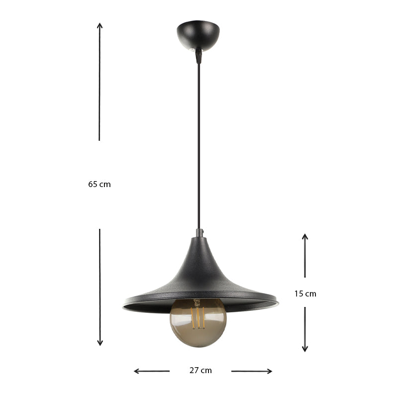 Silia E27 метален едноосветителен плафон в черен цвят 27x27x65cm.