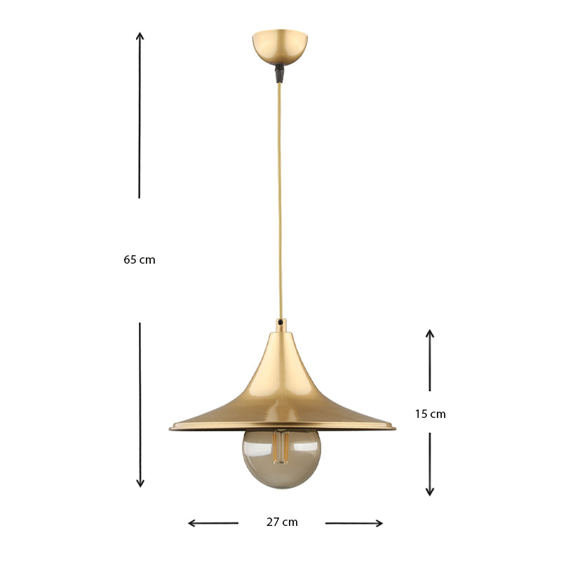 Silia E27 метален едноосветителен плафон в златист цвят 27x27x65cm.