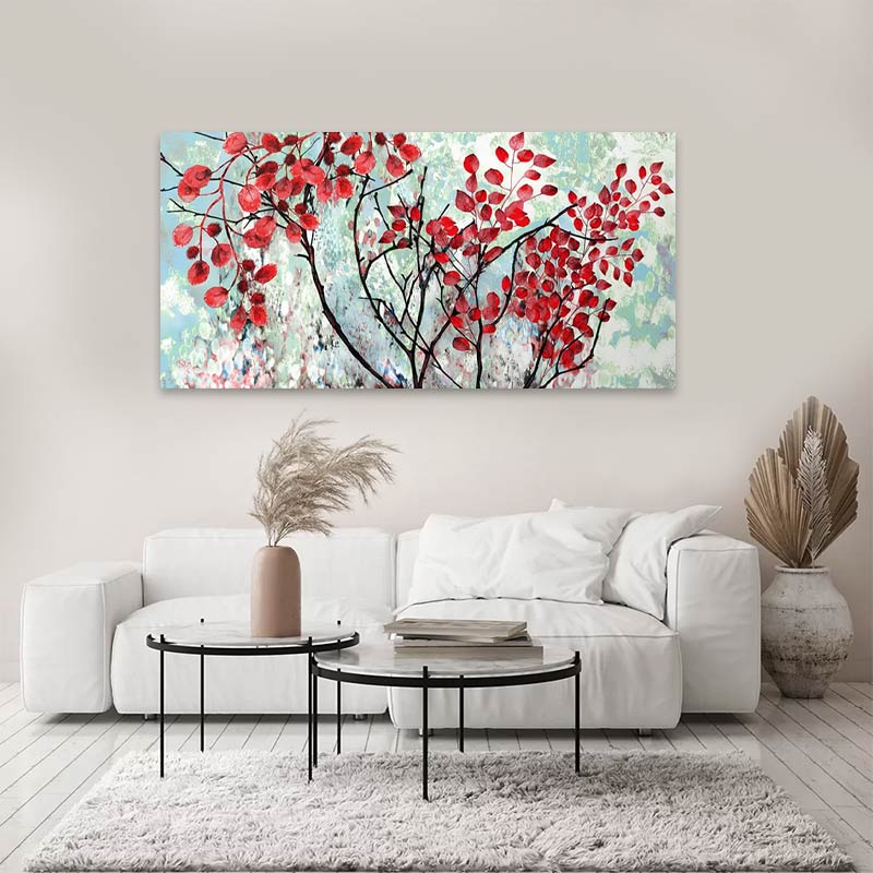 Картина "Red Leaves" върху платно дигитален печат 100x50x3cm.