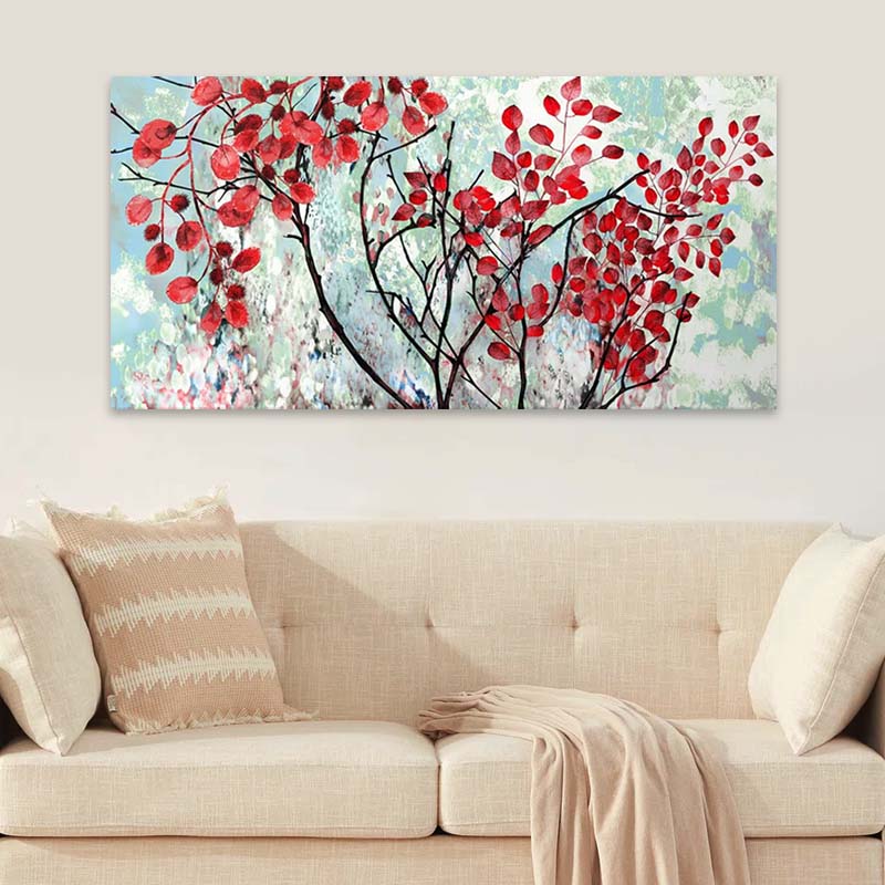 Картина "Red Leaves" върху платно дигитален печат 140x70x3cm.
