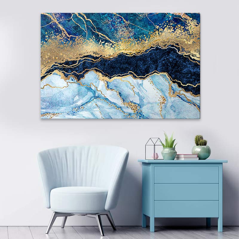 Картина "Deep Blue" върху платно дигитален печат 125x80x3cm.