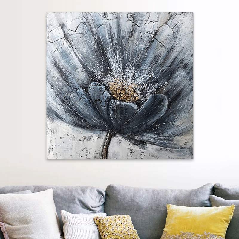 Картина "Blue Flower" върху платно дигитален печат 100x100x3cm.