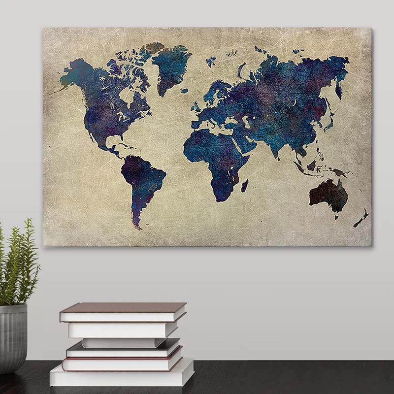 Картина "World Map" върху платно дигитален печат 75x50x3cm.