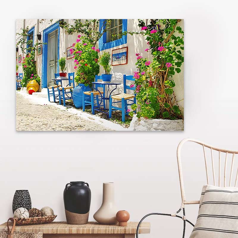 Картина "Greek Street Tavern" върху платно дигитален печат 60x40x3cm.