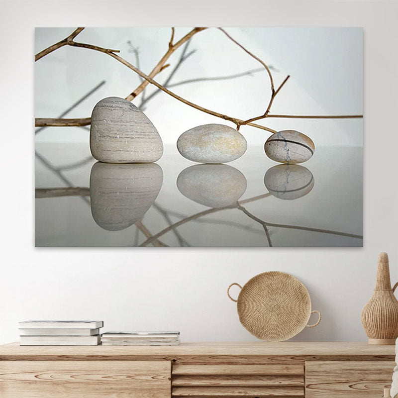 Картина "Stones and Branches" върху платно дигитален печат 90x60x3cm.