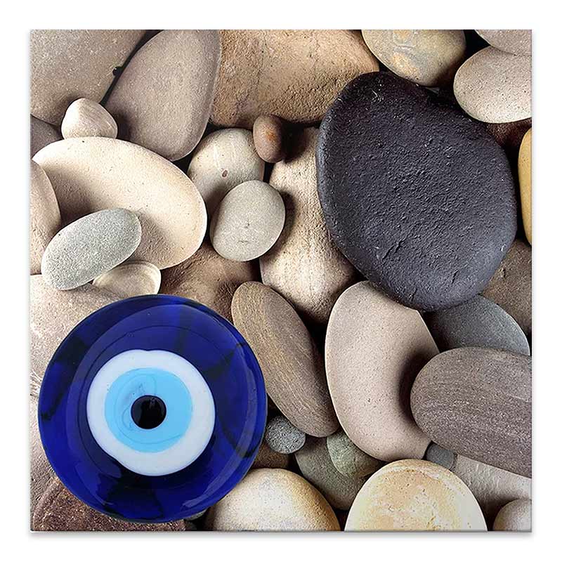 Картина върху платно "Evil Eye Beads And Stones" дигитален печат 50x50x3cm.