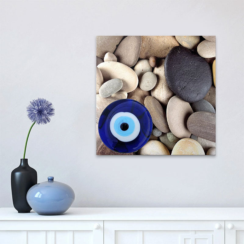Картина върху платно "Evil Eye Beads And Stones" дигитален печат 50x50x3cm.