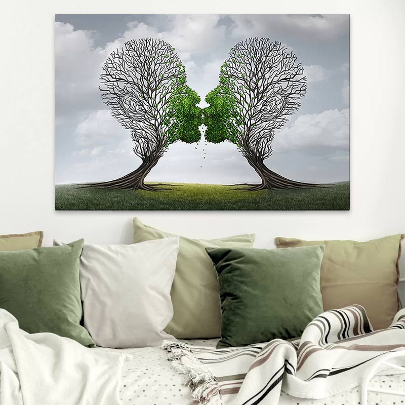 Картина "Trees Growing With Love" върху платно дигитален печат 75x50x3cm.