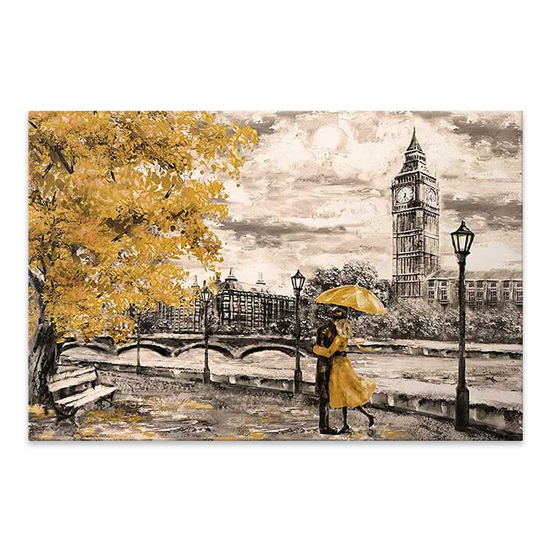 Картина върху платно "Big Ben And Yellow Leaves" дигитален печат 75x50x3cm.