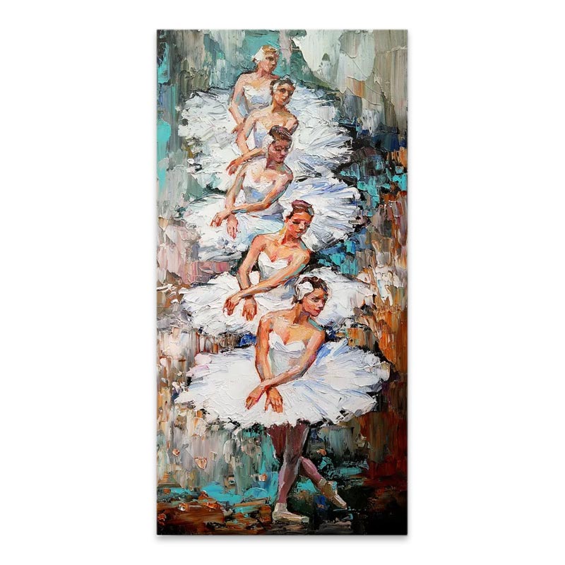 Картина "White Swan Ballerinas" дигитален печат върху платно 50x100x3cm.