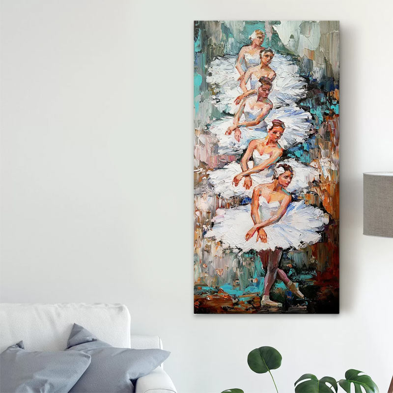 Картина "White Swan Ballerinas" дигитален печат върху платно 50x100x3cm.