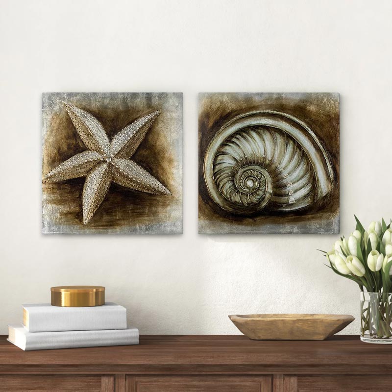 2 картини "Starfish - Shell" дигитален печат върху платно 103x50x3cm.