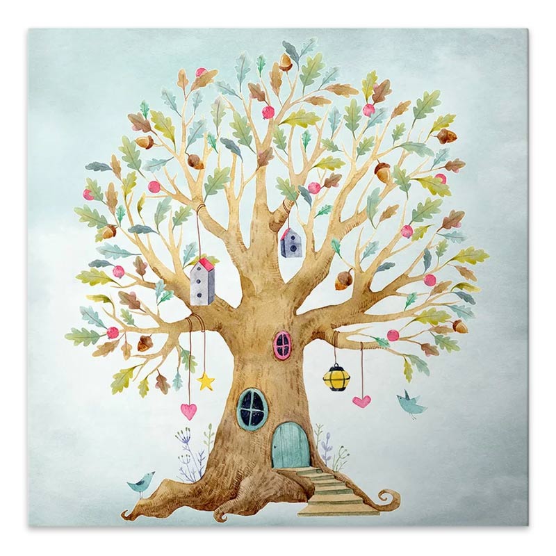 Картина на платно "Magic Treehouse" дигитален печат 40x40x3cm.