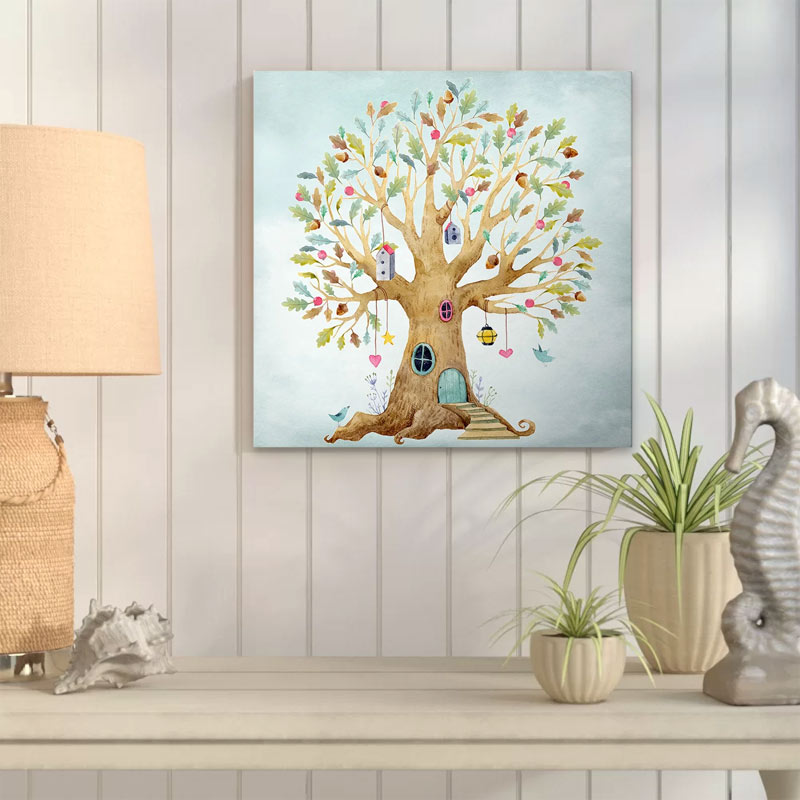 Картина на платно "Magic Treehouse" дигитален печат 40x40x3cm.