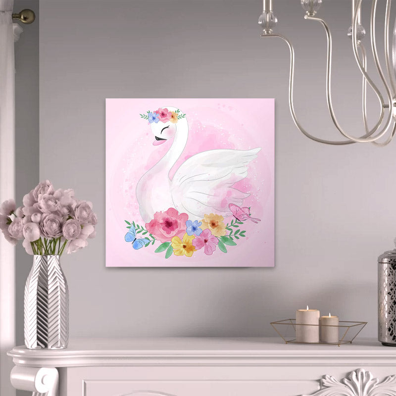 Картина "Baby Swan" дигитален печат върху платно 40x40x3cm.