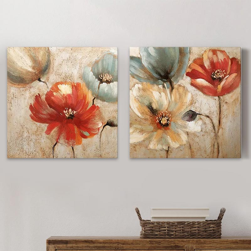 2 картини "Flowers" дигитален печат върху платно 103x50x3cm.