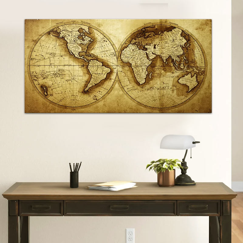 Картина на платно "Ancient World Map" дигитален печат 120x60x3cm.