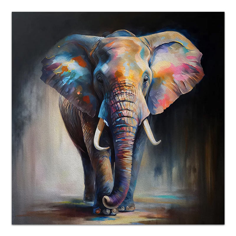 Картина на платно "Colorful Elephant" дигитален печат 100x100x3cm.
